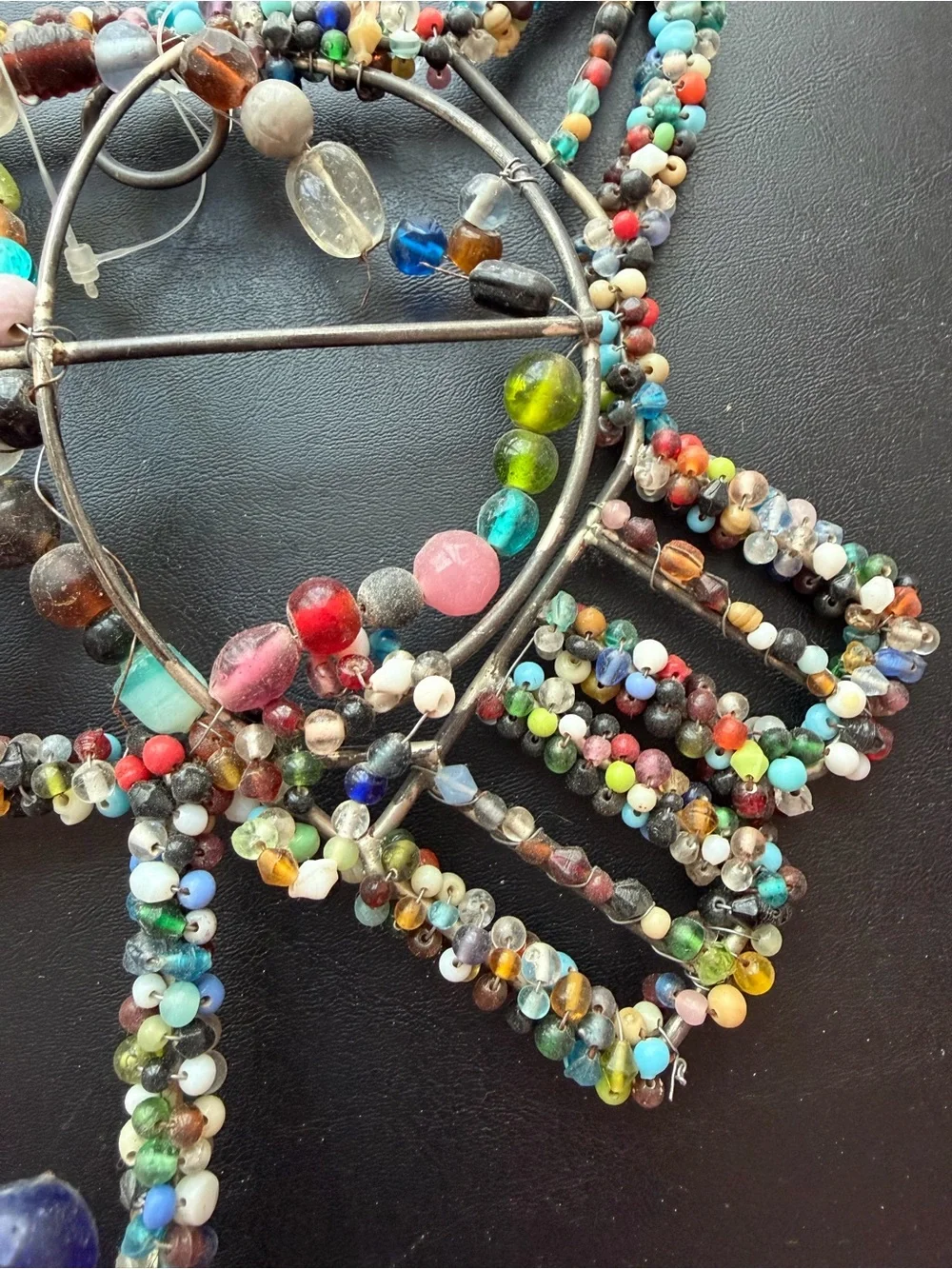 Handmade Dog Multicolor Beaded Wall Hook Rack